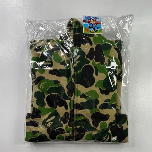 BAPE Green ABC Camo Logo Edition Full Zip Hoodie Size L - Picture 9 of 9